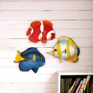 Fish Wall Hanging Art Set of 3 Tropical Coastal Beachy